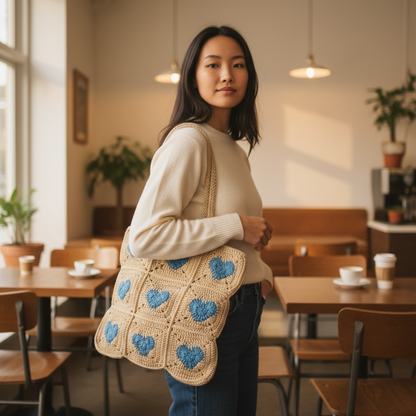 Heart Granny Square Tote Bag